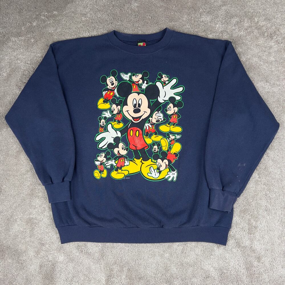 Mickey Unlimited Disney Size XL Navy Mickey Mouse Crewneck Sweatshirt USA Vtg